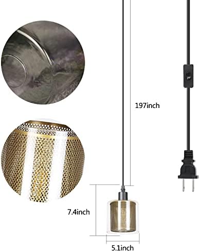 Luz pendente de pingente de pendente - iluminação pendente industrial luz pendurada com plugue com cordão de 17 pés