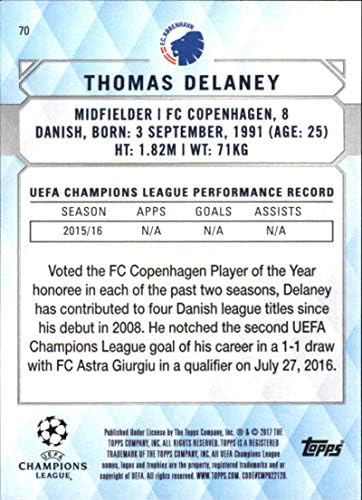 2017 TOPPS UCL Soccer 70 Thomas Delaney FC Copenhagen Official Futbol Trading Card