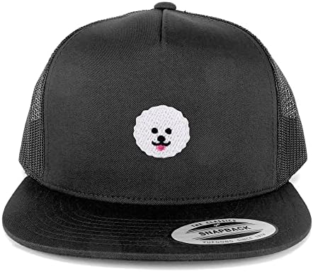 Armycrew Bichon Frise Dog Patch 5 Painel Flatbill Mesh Snapback Cap