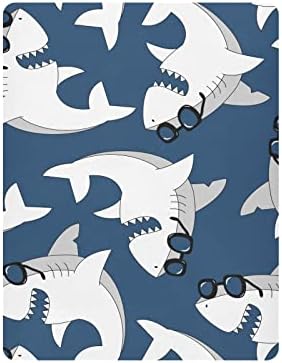 Lençóis de berço de tubarão Morden para meninos pacote meninas e tocam lençóis mini lençóis de berço respiráveis ​​folhas de berço para colchões de berço padrão e criança lençóis de berço para meninos, 52x28in