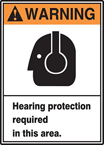 Accuform MrPe305VP Sinal, Aviso de proteção auditiva necessária nesta área, 14 comprimento x 10 largura x 0,055 espessura, plástico,