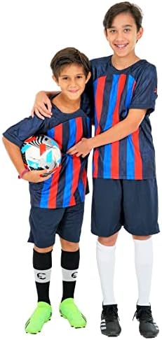 Uniformes de futebol de parentes para crianças Jersey esportiva e shorts para crianças vestuário esportivo unissex de 4-14