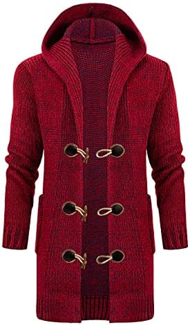 Jaquetas para homens Casaco de malha de malha sólida com capuz com casacos de suéter de comprimento médio com comprimento