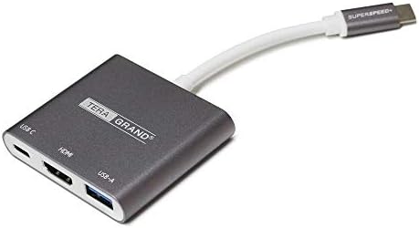 Tera Grand USB-C para HDMI & USB 3.0 A FEMAN & USB-C PD 3.0 Adaptador de portas Multi, Gray