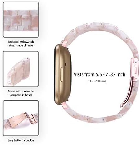Banda de relógio de resina Kabbba Compatível com Fitbit Versa 4/Sense 2/Versa 3/Sense 1, Substituição leve de pulseira de moda ajustável para homens com fivela de metal inoxidável