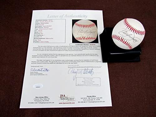 Kirby Puckett WSC Minnesota gêmeos HOF assinado Auto Vintage Oal Baseball JSA Loa 2 - Bolalls autografados