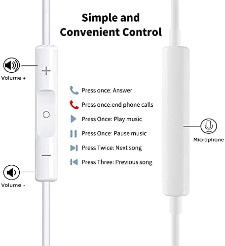 2 pacotes fones de ouvido com fio com fio com microfone, controle de volume de microfones, com certificação Apple MFI] compatível