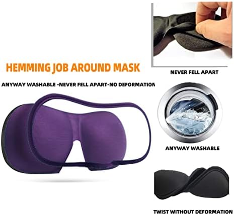 Máscara ocular 3D de Leaken para dormir, lavável máquina, máscara de sono para mulheres, conjunto de blinder de 3pc