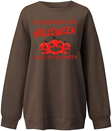 Eu estive pronto para moletons do Halloween Womens Pumpkin Graphic Slaves Longa Tshirts Funny Letter Prints Pullover Tops