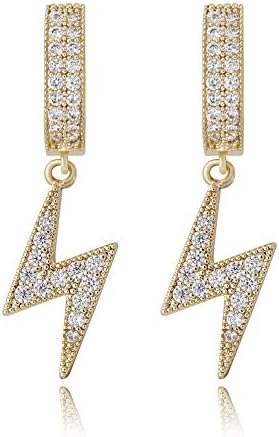 TopGrillz Dangle Drop Iced Out 14K Gold Bathed Beltning Brincos de arco de arco de arco para homens Mulheres moda Hip Hop Jewelry Gifts