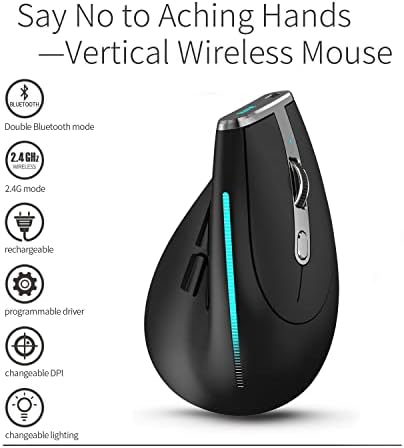 Butões personalizados programáveis ​​para mouse vertical ergotooth sem fio Bluetooth a bordo mouse de computador USB para jogos de escritório