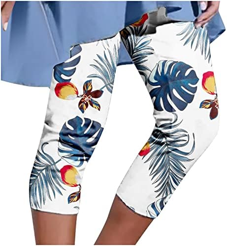 Leggings de ioga feminino calças cortadas de verão cintura elástica casual slim fit jogger sweatpant moda floral calt
