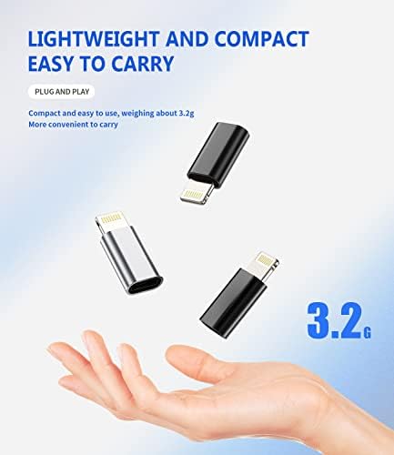 Lightning fêmea para USB C Adaptador masculino Tipo C ChargergerCompatible para Apple iPhone Samsung Galaxy Note S10 S20 S21 LG Ultra Z Flip S9 Plus Google Pixel 5xl iPad Pro Air4 Converter Cable