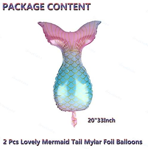 4 PCs Adorável Mermaid Tail Mylar Foil Balloons para sereia de casamento de aniversário Under the Sea Party Baby Shower Decorations Supplies