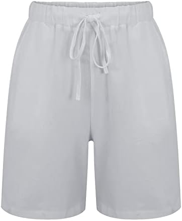 Miashui shorts de treino de cintura alta para mulheres cor sólida cor solta algodão calça casual cintura elástica