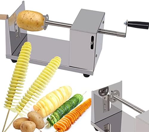 Slicer de batata torcido, Cortador de Papas en espiral Tornado Curly Fry Cutter com espetos de aço inoxidável, frias