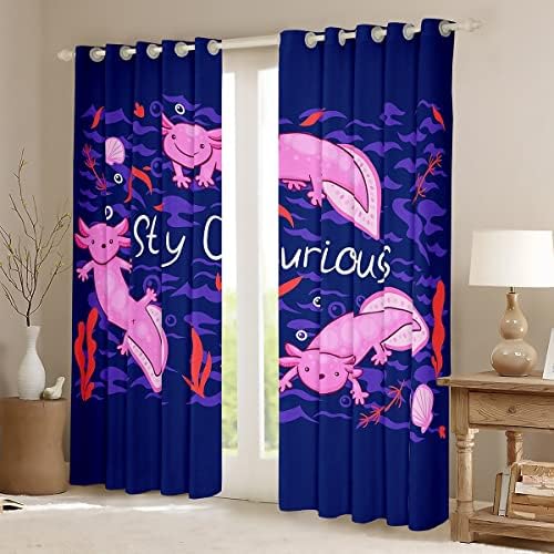 Cortina de Janela Axolotl Kids Kawaii Axolotl Cortina para meninos desenho animado Cartoon Cute Axolotl Window Drapes