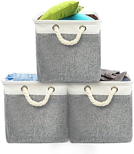 Jizfmion 12x12 polegadas cubos de armazenamento, lixeiras dobráveis ​​de 3 pacote, lixo de organizador de tecido decorativo para prateleiras, roupas, brinquedos, cobertores, escritório