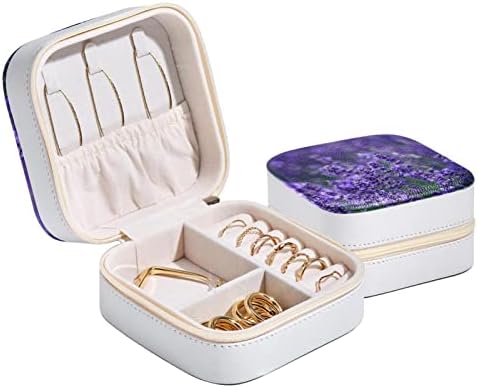Caixa de joias de lavanda Rodailycay para mulheres meninas ， Mini Jóias portáteis Organizador da caixa de viagens ， PU