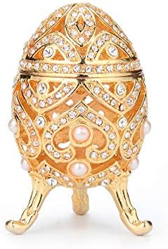 Caixa de bugigangas de jóias de ovos Fasalino Fasalino com ornamentos pintados à mão de armação de metal presente de artesanato
