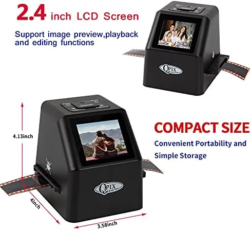 Digital Film & Slide Scanner-Converte 35mm 110 135 126kpk Super 8 e 8mm Negativos de filme e slides para imagens de alta resolução de 22 MP JPEG, memória interna de 128 MB, tela 2.4 LCD