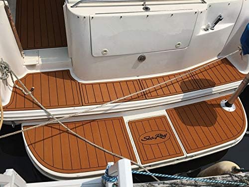 Boat Eva Faux Teak Decking Floor Compatível com 2014 MB Sports B52 23 Cockpit de degrau de natação