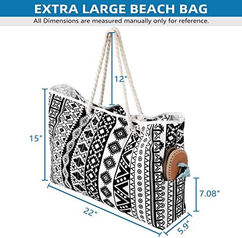 Sacola para mulheres - bolsa de praia, sacola de praia, bolsa de praia à prova d'água com zíper, bolsa de praia grande para viagens de mercearia de ginástica piscina