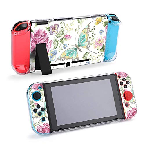 Caso para Nintendo Switch, padrão floral sem costura com Roses Violets e Borboletas Cinco Pieces Definirem Acessórios