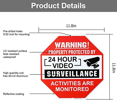 Pacote de vigilância de videoclipe METERIO 2, alumínio sem invasão de aviso de alerta refletivo de metal, UV protegido e à prova