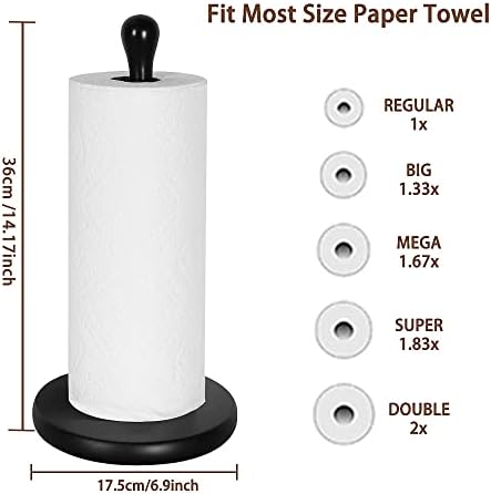 Bancada do suporte de toalhas de papel de metal preto, suporte de toalhas de papel ponderado com um dispensador de