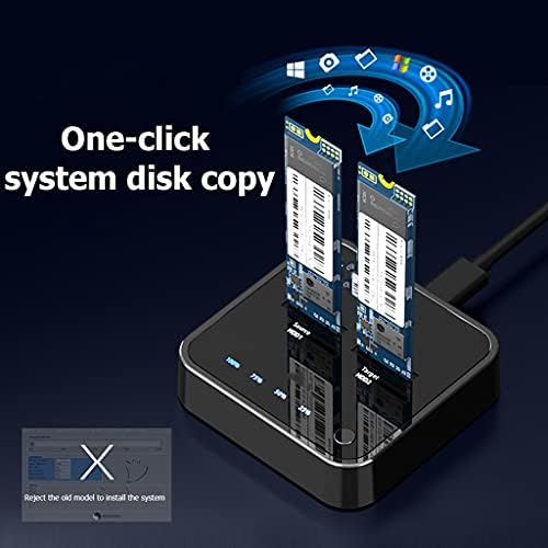 Sxyltnx USB 3.1 Tipo C a M.2 Dual Bay Drive Externo Docking Station com clone offline para M2 SSD suporta 2TB HDD titular