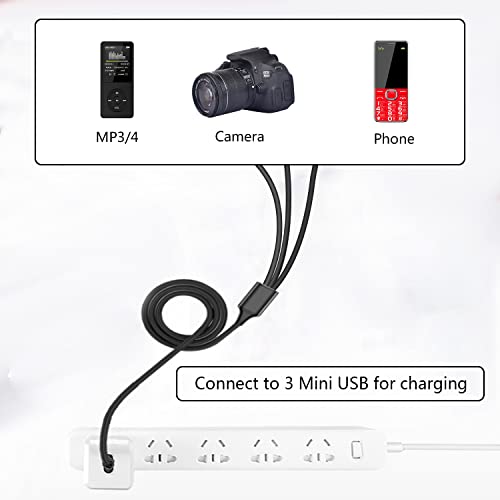 Mini cabo de divisor USB, 3 em 1 USB A 2.0 Male a 3 Mini Cabo de dados de carregamento USB, suporta 3 Mini USB de dispositivos com o mesmo uso