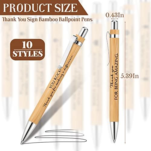 50 PCS Inspirational Bamboo Pen Obrigado Wood Bamboo Pen Apreciação de funcionários Citação motivacional caneta esferográfica