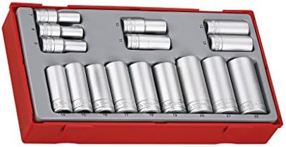 Teng Tools 16 peças Métrica de acionamento de 3/8 polegadas de 6 pontos Conjunto de ferramentas de conjunto de profundidade - TT3816, prata