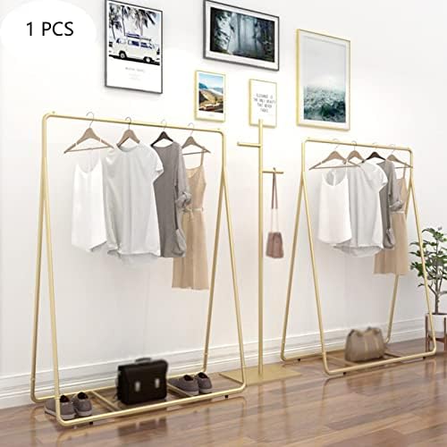 Rack de roupas de vestuário nórdico rack de roupas pesadas com haste suspensa, cabide de roupas em casa para escritório em casa, ouro, 100x40x150cm