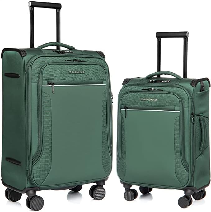 VERAGE TOLEDO 2 peças conjuntos de bagagem, mala de roda giratória expansível com lanterna, dk.green, conjunto de 2 peças