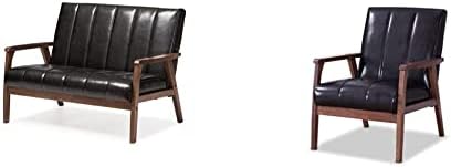 Baxton Studio BBT8011A2 Black Loveseat Love Seats, 29.45lx44.66wx31.59h, preto e bbt8011a2 Black-Room-Chairs, médio, preto