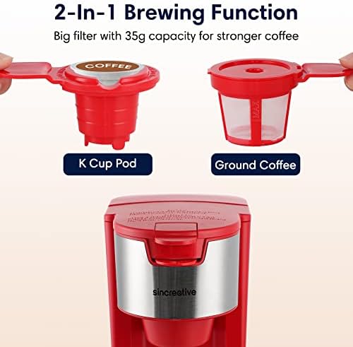 Mãe de cafeteira de servção única com capa de leite, máquina de café 2-em-1 cappuccino para capa de copo K e café moído, candidária