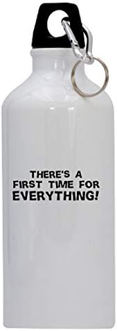 Presentes Knick Knack Há uma primeira vez para tudo! - 20 onças de aço inoxidável garrafa de água com mosquetão, branco