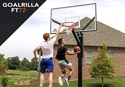 Armadias de basquete Goalrilla com backboard de basquete de vidro temperado, quadro preto anodizado e sistema âncora no solo