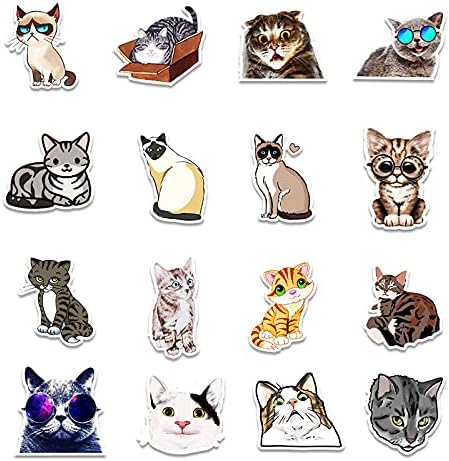 Adesivos de gato adesivos de recado de gato de gato adesivos de gato 50pcs decalque de vinil para garrafas de água diário de mala para planejadores de laptop