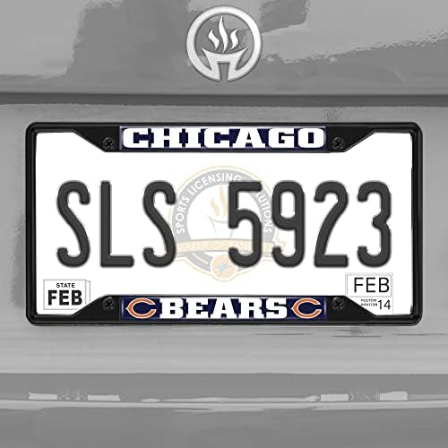 Fanmats 31348 Chicago Bears Metal Plate Frame Black acabamento