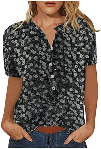 Tampas de tamanho grande para mulheres Crew pescoço de manga curta Pullover fofo Blusa de camiseta impressa