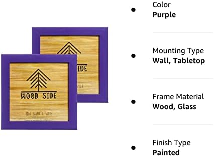 Lateral de madeira Quadros quadrados de madeira rústica 8x8 - Conjunto de 2 - madeira ecológica sólida natural com vidro real para