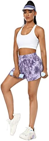 Kojooin Feminino 2 em 1 Flowy Running Tie Dye Shorts Casual Summer Workout High Wistist