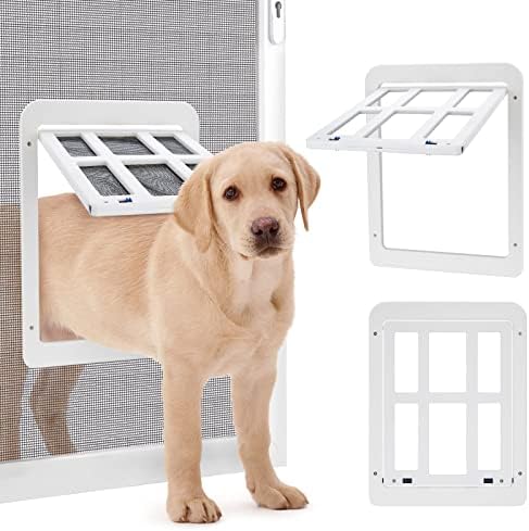 Porta de tela de cães downpets Branco, aba interna de 11x13 polegadas porta de tela de animais de estimação de trava magnética com malha
