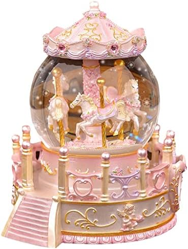 Dhtdvd Carousel Crystal Ball Princesa Caixa de música Ornamentos Drifting Snow Octave Box Girls Aniversário Presentes de aniversário