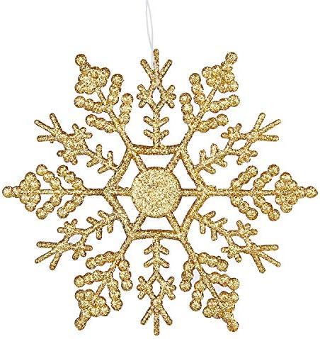 Deggod 12 PCs Glitter Snowflake 4 polegadas de plástico de Natal pendurado Gréia de flocos de neve para decoração, artesanato, casamento, festas e decorações de árvores de Natal