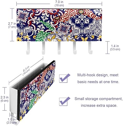 Ganchos de parede Guerotkr, ganchos pendurados, ganchos pegajosos para pendurar, padrão de textura retro colorido de flor