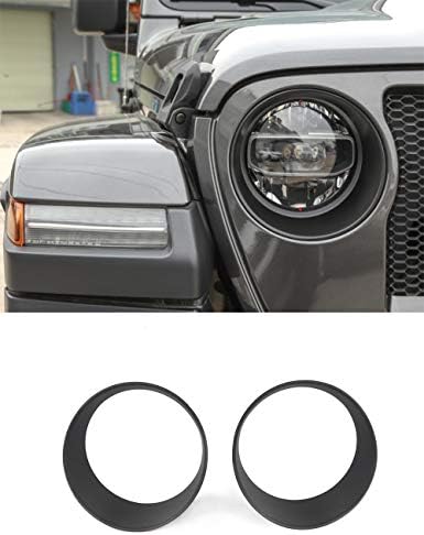 BestMoToring Jeep JT Abs Car Casa do farol externo, capa decorativa do farol para 2018-2020 Jeep Gladiator
